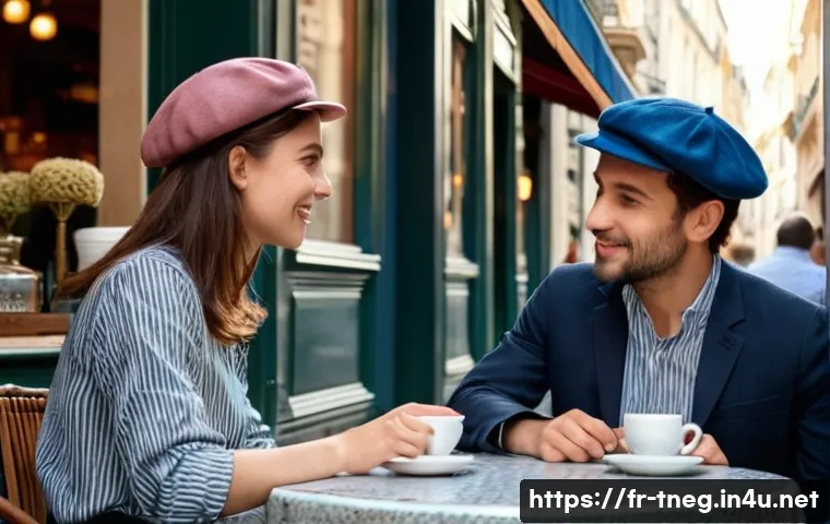 무역협상 실무에서 협력 업체와의 관계 구축 - **Prompt:** "A warmly lit Parisian cafe scene, early morning. A young woman with a beret and a strip...
