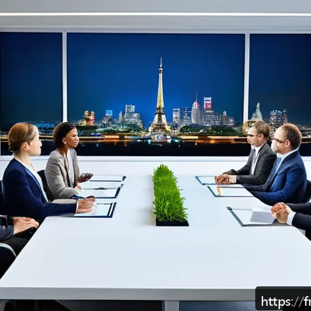 무역협상 과정에서 발생할 수 있는 법적 이슈 - A sophisticated international business negotiation scene set in a modern conference room overlooking...